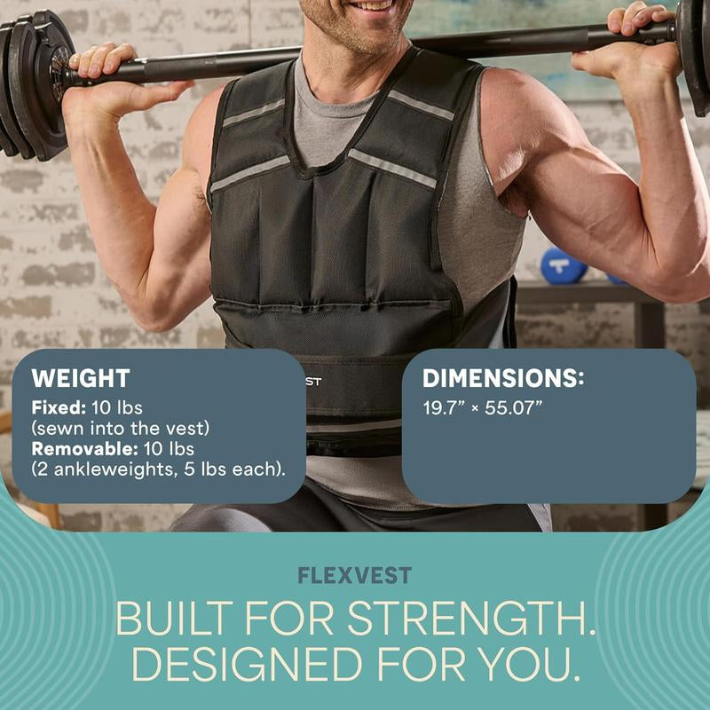Lifepro 2-In-1 Adjustable Weighted Vest + Ankle Weights (15 & 20Lbs) - Running Weighted Vest for Women & Men with Reflective Stripe, Phone Pocket - Workout Equipment for Strength Training & Fitness