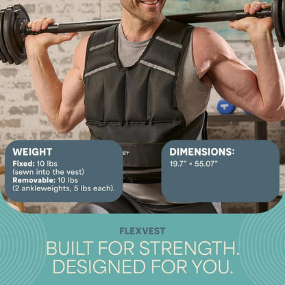 Lifepro 2-In-1 Adjustable Weighted Vest + Ankle Weights (15 & 20Lbs) - Running Weighted Vest for Women & Men with Reflective Stripe, Phone Pocket - Workout Equipment for Strength Training & Fitness