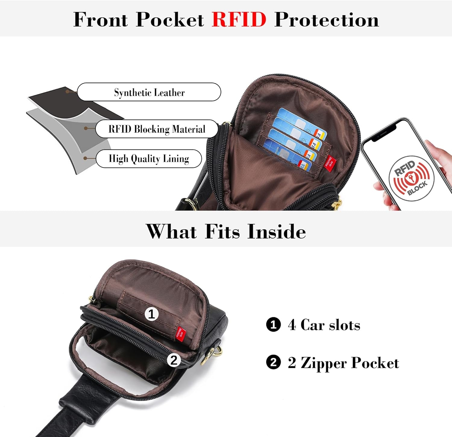 Sling Bag for Women Touchscreen Small Crossbody Cell Phone Purse Fanny Pack