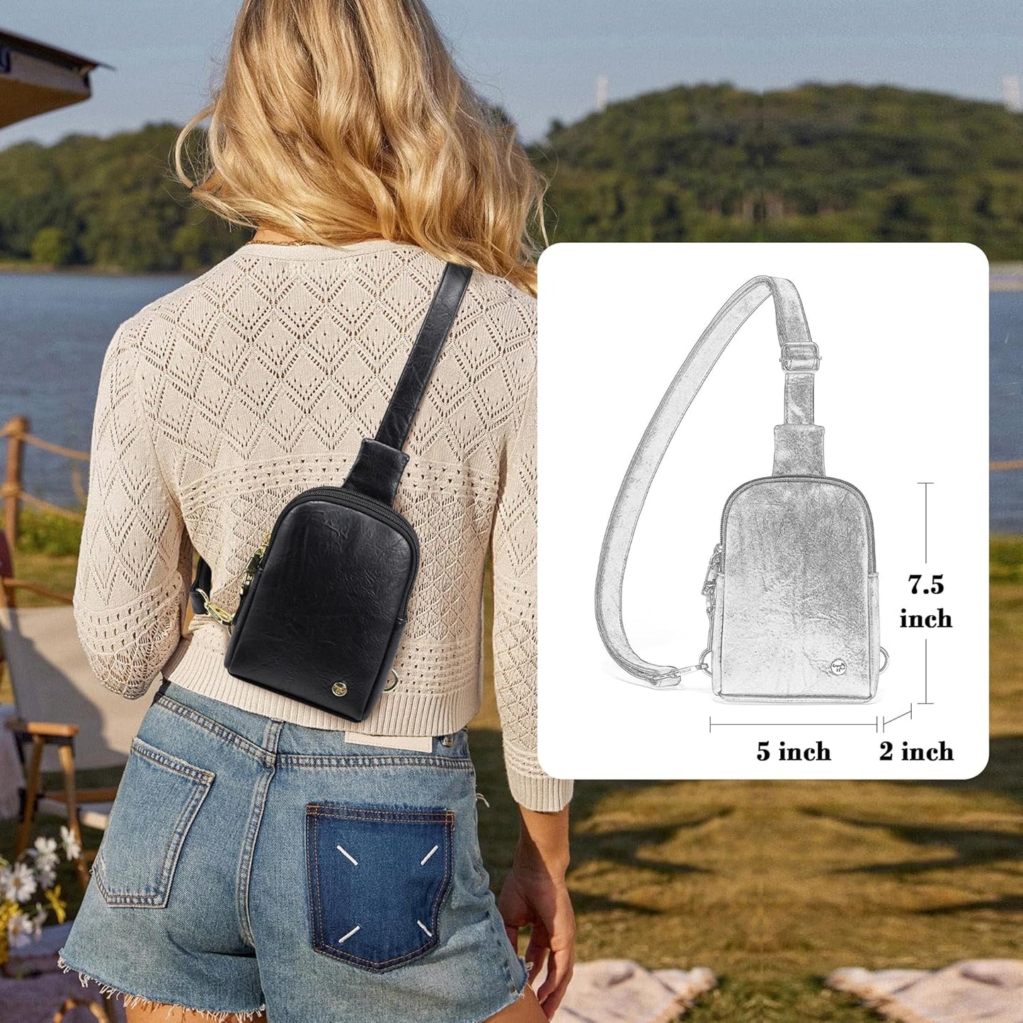 Sling Bag for Women Touchscreen Small Crossbody Cell Phone Purse Fanny Pack