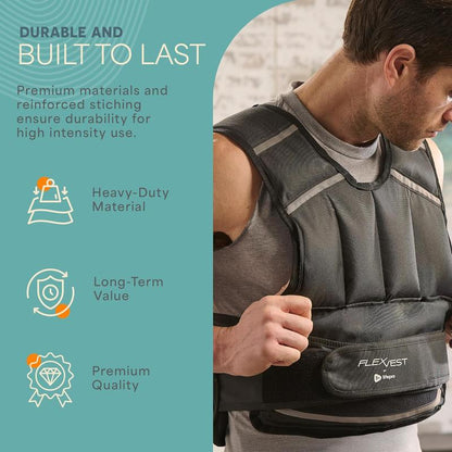 Lifepro 2-In-1 Adjustable Weighted Vest + Ankle Weights (15 & 20Lbs) - Running Weighted Vest for Women & Men with Reflective Stripe, Phone Pocket - Workout Equipment for Strength Training & Fitness