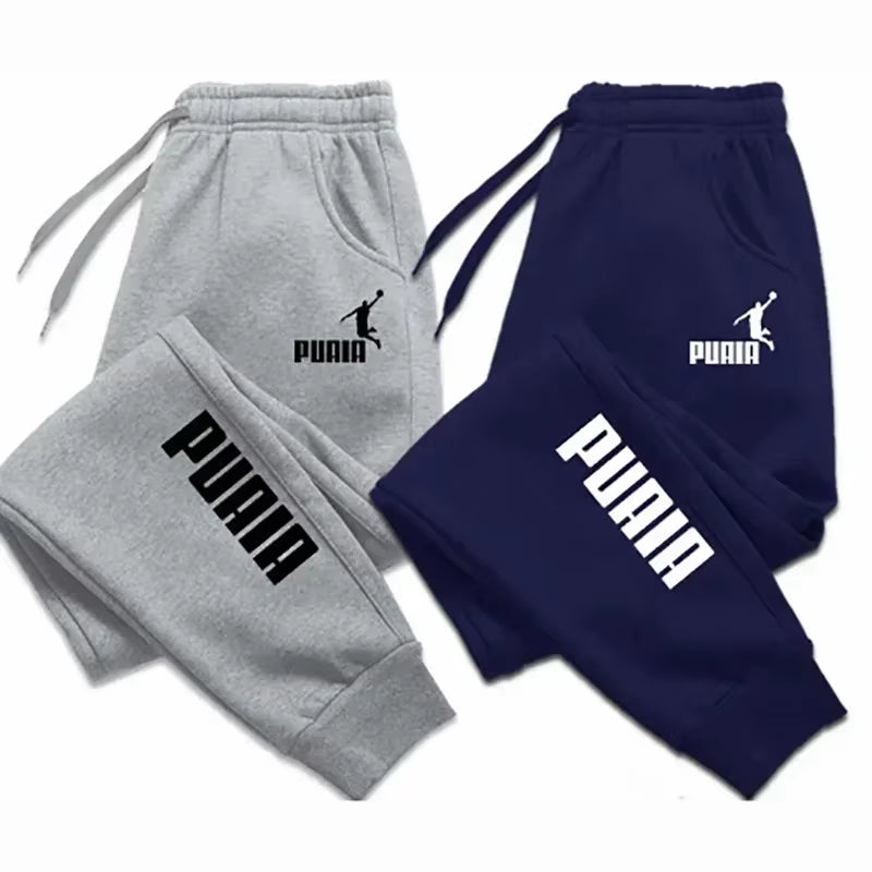 PUAIA Print Men'S Pants Autumn/Winter New Sport Jogging Trousers Fitness Loose Fit Clothing Solid Color Outfit Streetwear Pants
